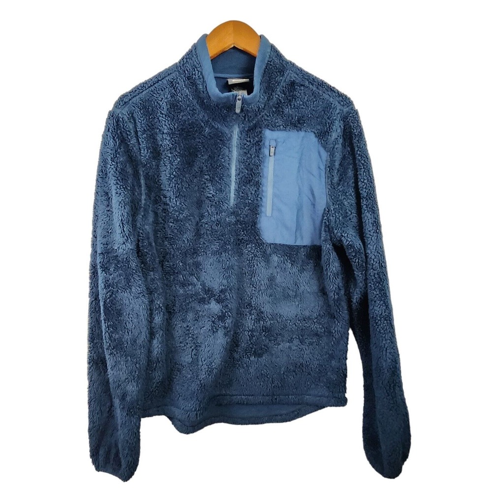 Champion Womens Small 1/4 Zip Pullover Faux Sherpa Cozy Soft Blue‎ Pocket